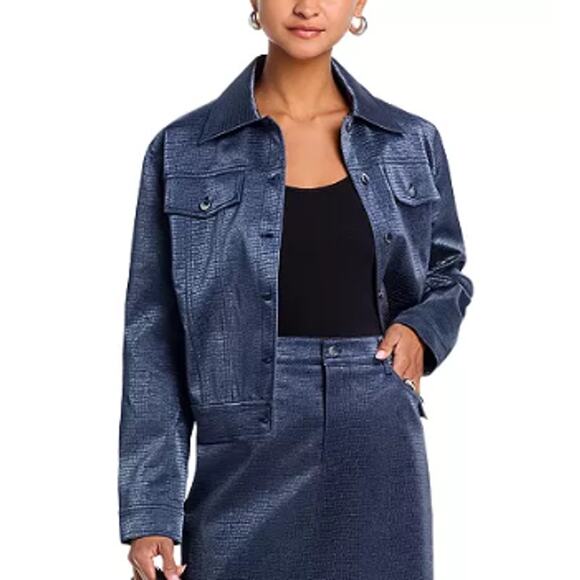 WAYF WOMENS SIZE MEDIUM CAMILLE STATEMENT JACKET NAVY SNAKE SWIFTIE NEW - Picture 1 of 14